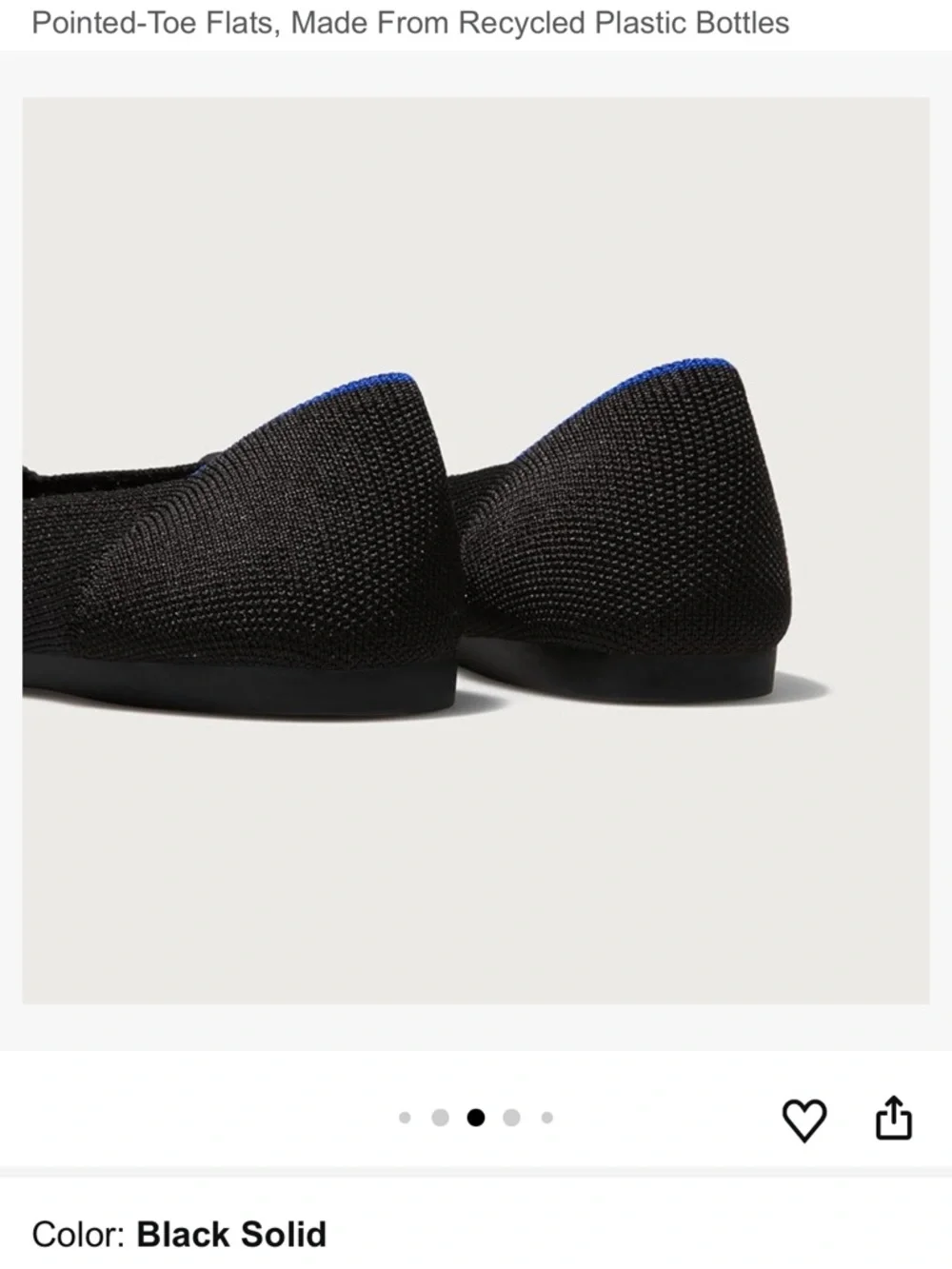 Rothy's The Point II Black Flats Size W7.5 - Picture 11 of 12